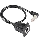 CERRXIAN 0.5m 90 Degree RJ45 Male to Female Panel Mount CAT5E Ethernet Extension Cable