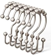 DAWNER Shower Curtain Hooks, Rust Proof Metal Easy Glide Double Rings, Stainless Steel Hangers fo...