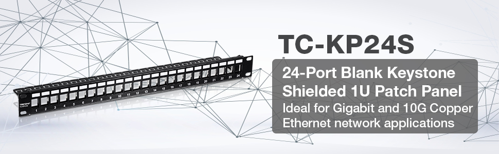 24-Port Blank, Keystone, Shielded 1U, Patch Panel