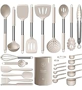 Large Silicone Cooking Utensils Set - Heat Resistant Kitchen Utensils,Turner Tongs,Spatula,Spoon,...