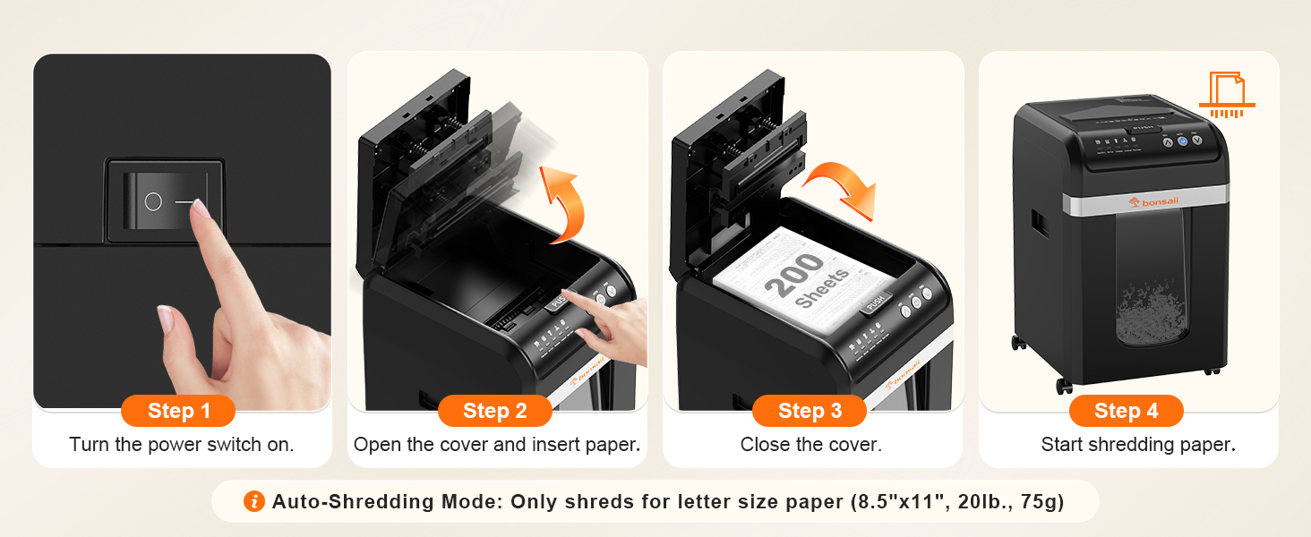 Bonsaii Auto Feed Industrial Paper Shredder for Business