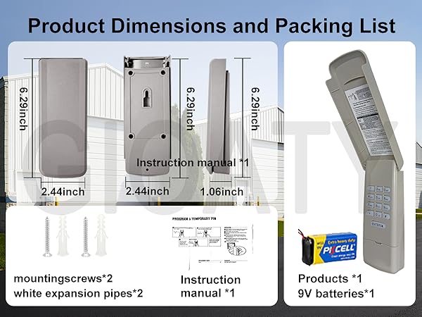 Universal Garage Door Opener Keypad for Liftmaster Chamberlain Craftsman Wayne Dalton Openers