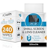 iCloth Lens Cleaning Wipes [5 x 3.5 Inches] Safe for All Screens, Electronics & Glasses. Streak &...