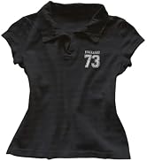 Womens Short Sleeve Polo Shirts Streetwear 2000s Y2k Cute Crop Tops Teen Girls Vintage Striped Co...