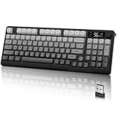 LexonElec M96 Wireless Keyboard, Low Profile Quiet Typing Membrane Gaming Keyboard with Smart Dis...