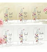 Tarklanda 6 Pcs Wildflower Baby Shower Decoration Acrylic Thank You Sign Centerpieces with Stands...