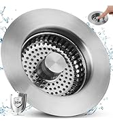 Hygie Rinse Kitchen Sink Strainer Stopper Combo All Metal Stainless 3-in-1 Pop Up Sink Drain Stra...