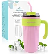 PHILORN Stainless Steel Tumblers, 27oz Pink Tumbler with Handle and Straw | Leak Proof Tumbler In...
