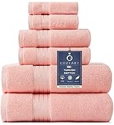 COZYART Pink Bathroom Towel Set 6Pcs, 100% Turkish Cotton Bath Towel Sets for Bathroom, Soft Abso...