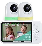 Babysense Prisma Baby Monitor with Camera and Audio, 5” HD Video Baby Monitor with 2 Cameras, 6-C...
