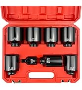 EACELIY 8PCS 1/2" Axle Nut Socket Set,Drive Spindle Wheel Axle Nut Wrench Large Sockets,CR-MO Ste...