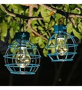 2 Pack Solar Lanterns Outdoor Hanging Lights, Metal Solar Lantern Outdoor Waterproof Auto On/Off ...