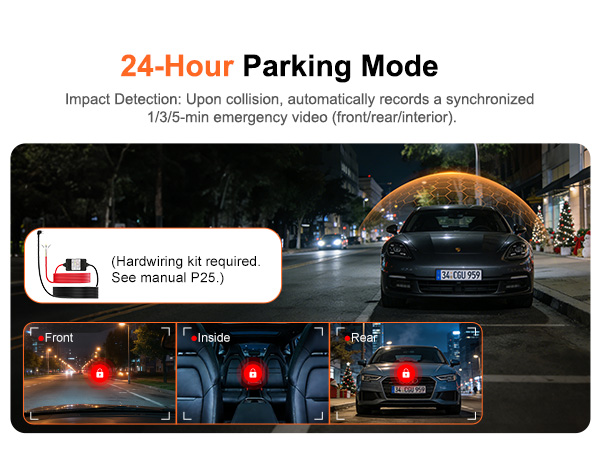 4K dashcam with 24 hour parking mode