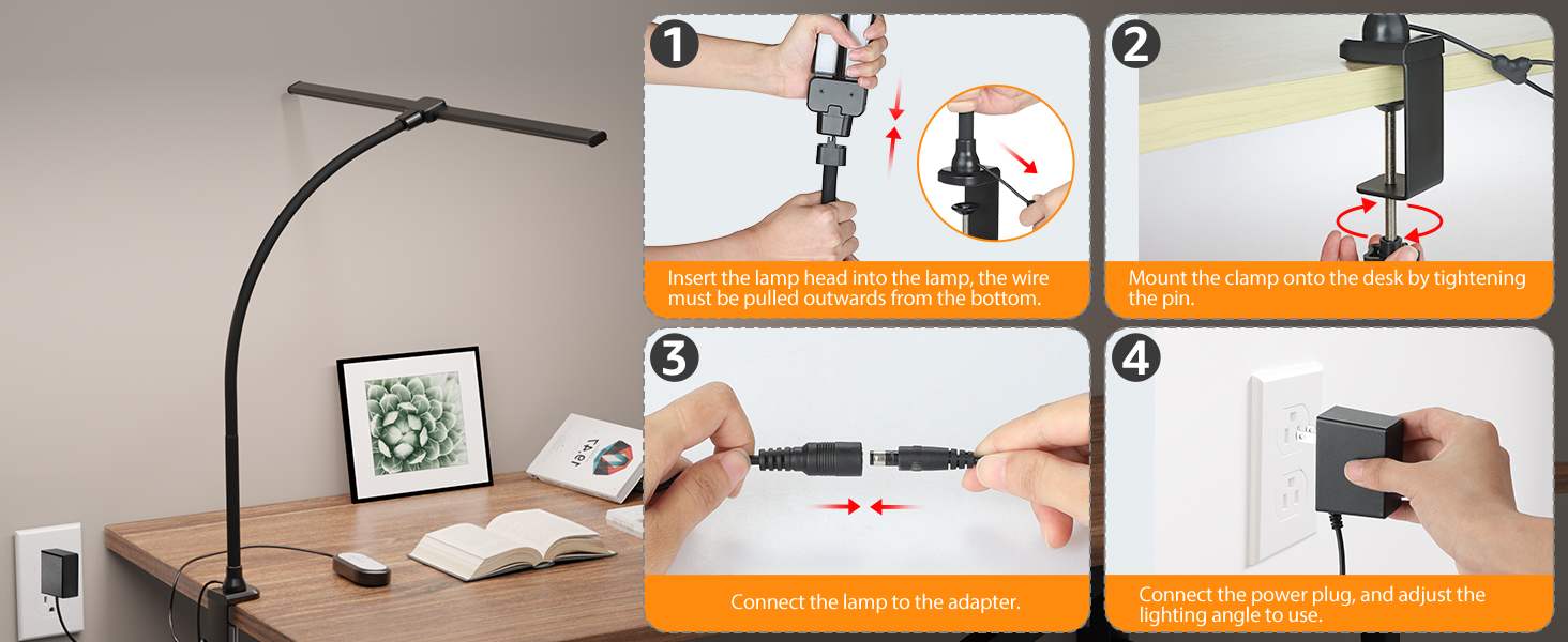 kids study light led desk adjustable bedroom