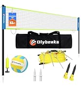 32ft Regulation Size Portable Outdoor Volleyball Net Set System for Backyard Beach with Height Ad...