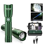 ZOCRCUY Flashlight Rechargeable High Lumen 99000,2 Pack Super Bright Handheld LED Flash Light Tac...