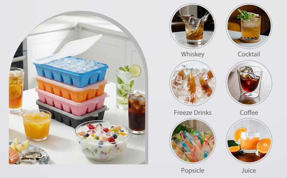 Silicone Ice Cube Trays with Lids
