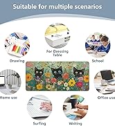 AQQA Floral Large Desk Pad,Cute Cat Desk Mat for Desktop,Non-Slip PU Leather Mouse Pad, Waterproo...