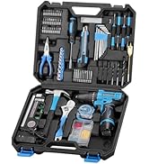 POWKITS Drill Tool Set: 12V Cordless Power Drill Tool Box, Blue