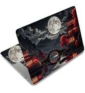 SUPERDANT 3Pcs Laptop Skin Sticker Cover Decal River Night Scene Pavilion Red Maple Design Waterp...