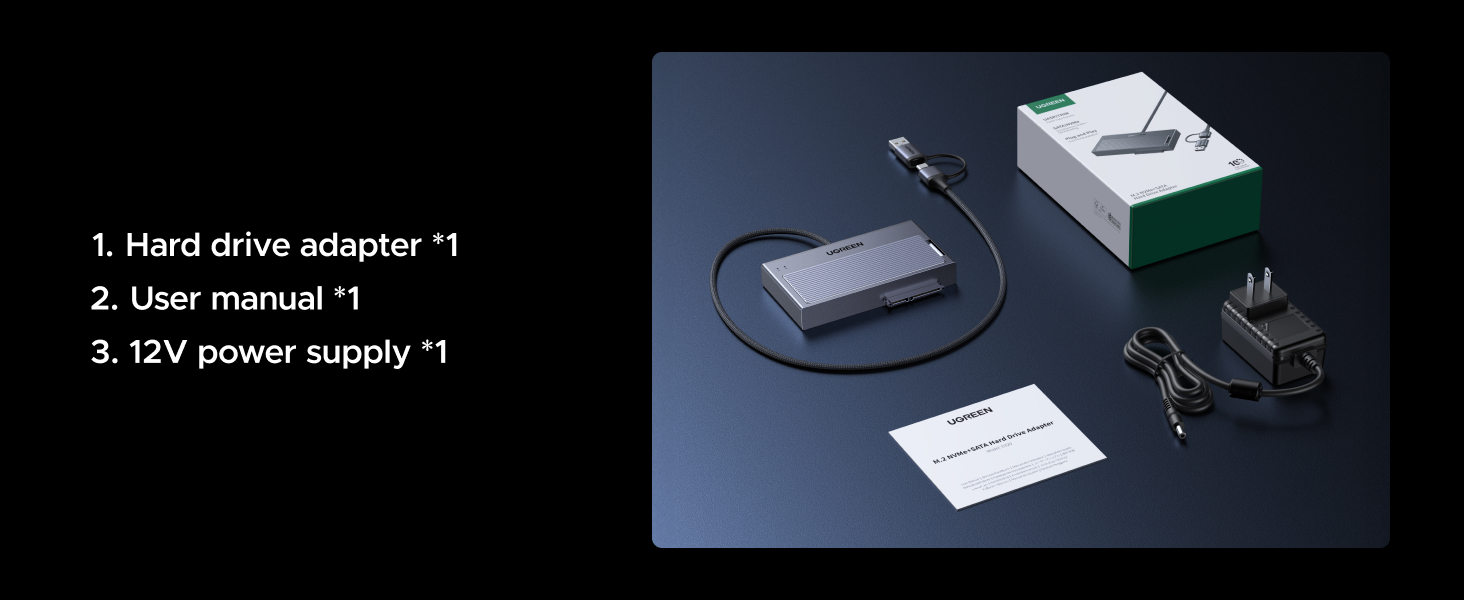 UGREEN 2 in 1 M.2 NVME SSD Enclosure and SATA Hard Drive Adater