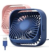 TOPK USB Desk Fan, [2Pack] Mini Fan, Strong Airflow &amp; Quiet Operation, Three-Speed Wind Small Coo...