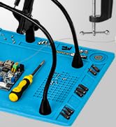 KUVRS Helping Hands Soldering Station, 10X Magnifying Glass with Light and Stand, Non-Slip Repair...