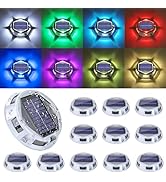 Solar Deck Light Outdoor, 12 Pack 9 Colors in 1 Solar Driveway Dock Lights, IP67 Waterproof Solar...