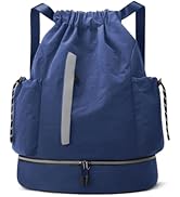 JELUTAR Drawstring Backpack for Men Women Water-Resistant Gym Bag with Shoe Compartment Lightweig...