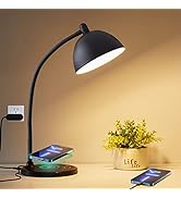 Desk Lamp, BOHON LED Desk Lamp with USB Charging Port, Wireless Charger Desk Light for Home Offic...