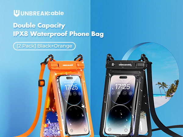 UNBREAKcable Waterproof Phone Pouch, Double Capacity IPX8 Waterproof Phone Case