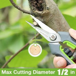 straight tip pruning shears max cutting diameter 1/2 inch