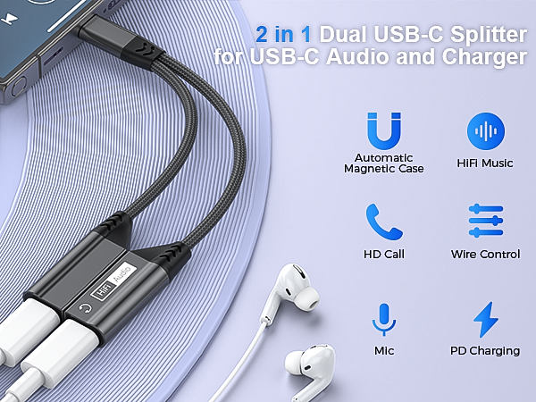 usb c splitter 1 in 2 out