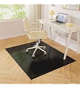 Black Chair Mat for Hardwood Floor, 48 x 60 Inch Large Office Chair Mat, Plastic Floor Protector,...