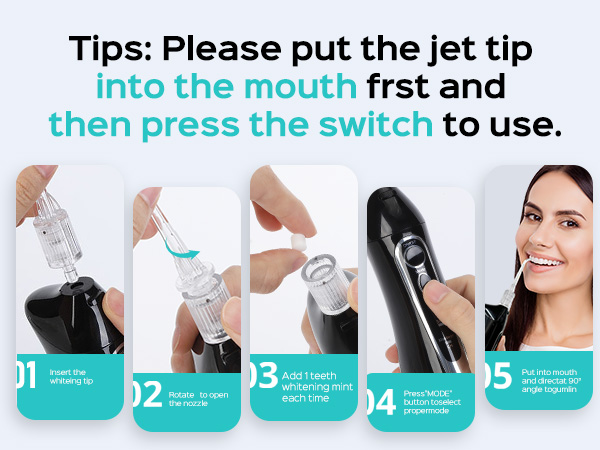 COSLUS Whitening Water Flosser Pick Portable Oral Irrigador Cordless Whitening Flossers for Teeth