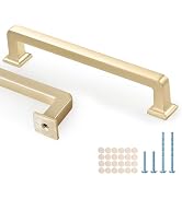 Gzzvo 10 Pack Brushed Gold Cabinet Pulls, 5 Inch(128mm) Hole Centers Kitchen Cabinet Handles, Sol...