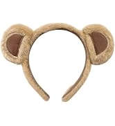 Tedercle Brown Bear Ears Headband for Kids and Adults, Plush Animal Ear Headpiece for Halloween, ...