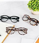 DXYXYO Oversized Oprah Style Reading Glasses for Women 3 Pack with Spring Hinge, Square Blue Ligh...