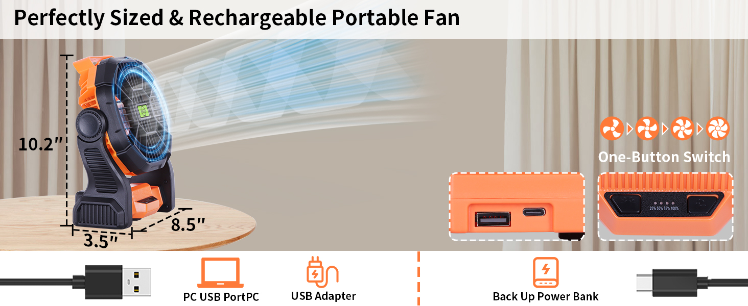 rechargeable fan portable