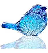 H&amp;D HYALINE &amp; DORA Blue Glass Bird Figurines Bird Gifts for Bird Lovers Women Crystal Glass Anima...
