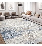 Area Rug Living Room Rugs - 9x12 Abstract Large Soft Indoor Washable Rug Neutral Modern Low Pile ...