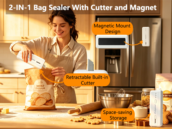 mini bag sealer cutter magnet portable snack mini resealer magnetic fridge chip bag sealer