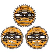Ryltanks 10 Inch Table Saw Blade/Miter Saw Blade, 5/8" Arbor, 32T for Framing&amp;60T for Fine Finish...