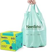 KeenEcho 5 Gallon 200 Counts Small Green Trash Bags with Handle, Ocean Fishing Nets Upcycling, Sa...