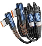toocki USB C Cable [2Pack, 6.6ft] 100W Right Angle Fast Charging Cord, Nylon Braided USB 2.0 Cabl...