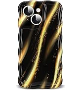 ETPESOK Compatible with iPhone 13 Case Marble Glossy Pattern Design Cute Curly Wave Border Stylis...