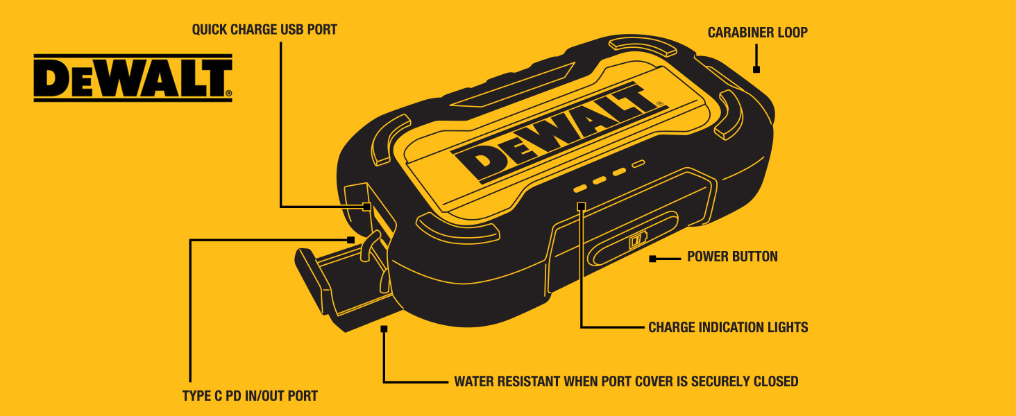 carabiner loop water resistant type c input quick charger