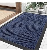 Smiry Front Door Mat Outside Entrance, Heavy Duty Outdoor Indoor Mat, Natural Rubber Doormat, Non...