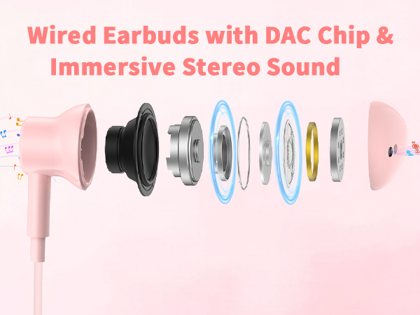 USB C earbuds wired in-ear headphones
