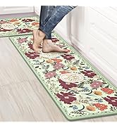 Kitchen Floor Mat Set of 2, Cushioned Anti Fatigue Kitchen Mat 17"x47"+17"x29", Non-Slip Waterpro...